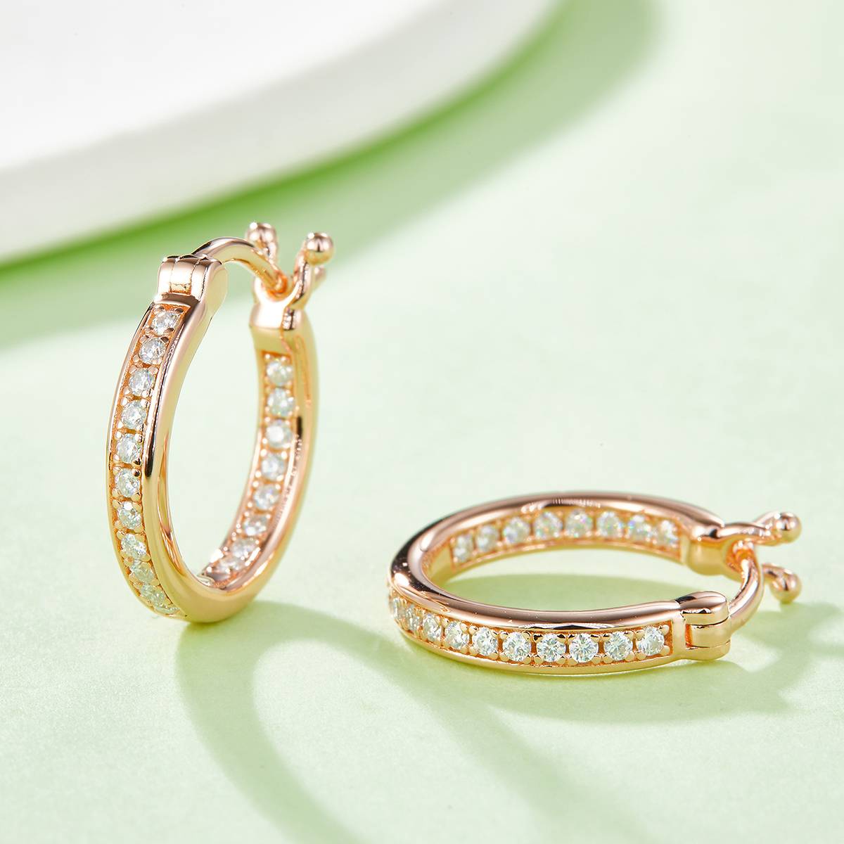 Single Row Half Earrings S925 Silver Moissanite Grade D 0.3CT
